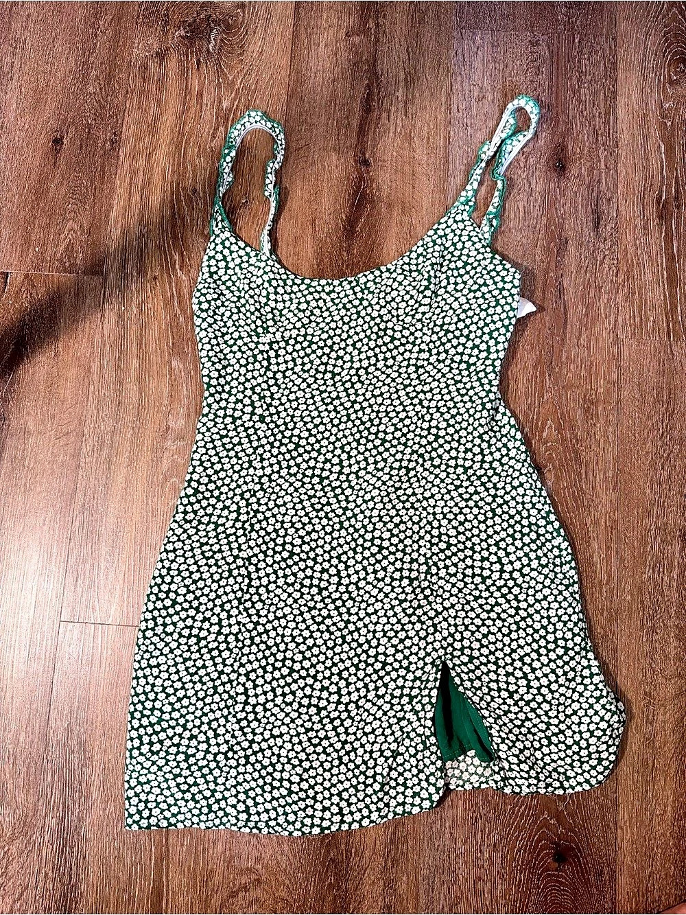 Beginning Boutique Green & White Polka Dot Mini Dress Size 0